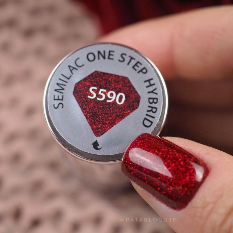 S590 SEMILAC ONE STEP HYBRID - GLITTER RED 5ml - Semilac Ireland