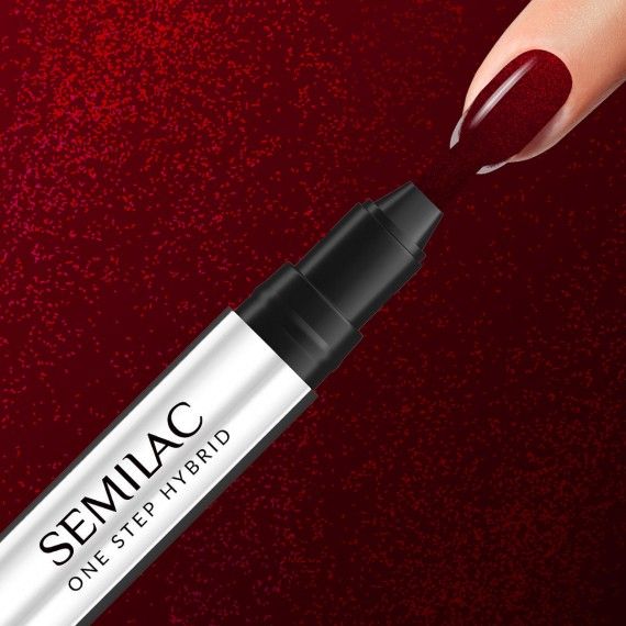 S590 Semilac One Step Hybrid Glitter Red