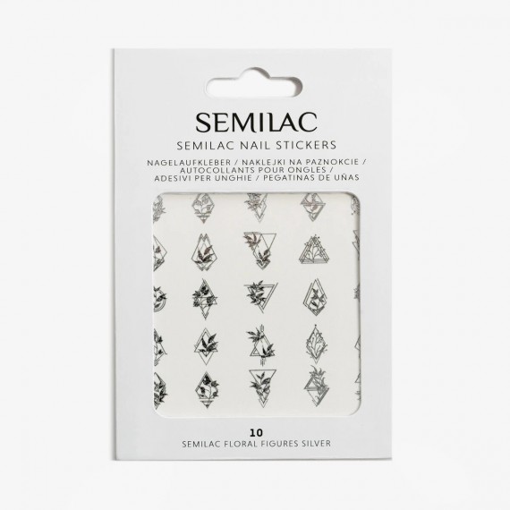 10 Nail Stickers - FLORAL FIGURES SILVER